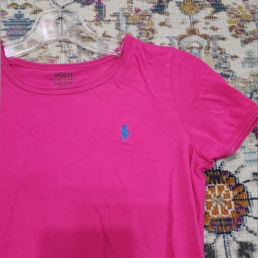 Polo Ralph Lauren Pink  Shirt Dress Waist Ties, sz 12/14